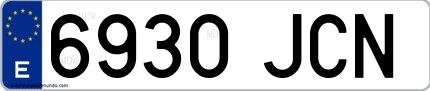 Ejemplo de matrícula española 6930 JCN