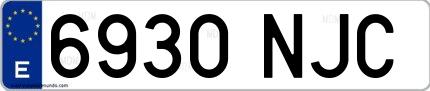 Ejemplo de matrícula española 6930 NJC