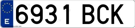 Ejemplo de matrícula española 6931 BCK