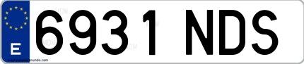 Ejemplo de matrícula española 6931 NDS
