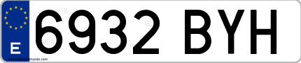 Ejemplo de matrícula de coche ordinaria 6932 BYH