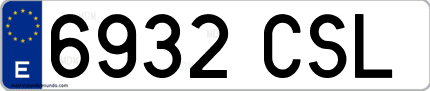 Ejemplo de matrícula de coche ordinaria 6932 CSL