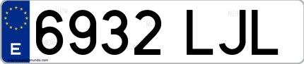Ejemplo de matrícula española 6932 LJL