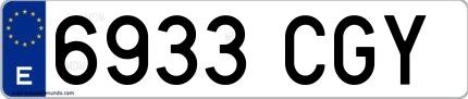 Ejemplo de matrícula española 6933 CGY