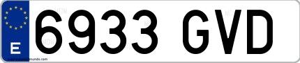 Ejemplo de matrícula española 6933 GVD