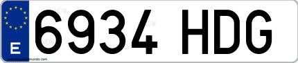Ejemplo de matrícula de coche ordinaria 6934 HDG