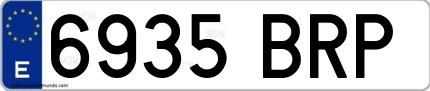 Ejemplo de matrícula española 6935 BRP