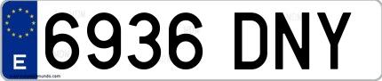 Ejemplo de matrícula española 6936 DNY