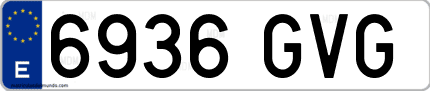 Ejemplo de matrícula de coche ordinaria 6936 GVG