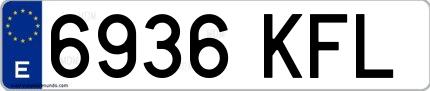 Ejemplo de matrícula española 6936 KFL