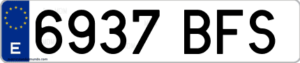 Ejemplo de matrícula de coche ordinaria 6937 BFS