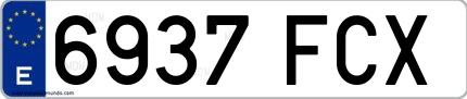Ejemplo de matrícula española 6937 FCX