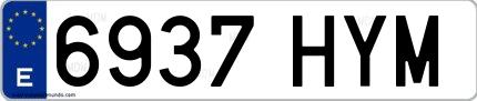 Ejemplo de matrícula española 6937 HYM