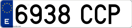 Ejemplo de matrícula de coche ordinaria 6938 CCP