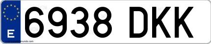 Ejemplo de matrícula española 6938 DKK