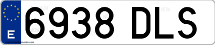 Ejemplo de matrícula de coche ordinaria 6938 DLS
