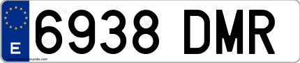 Ejemplo de matrícula de coche ordinaria 6938 DMR