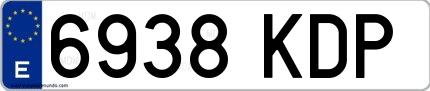 Ejemplo de matrícula española 6938 KDP