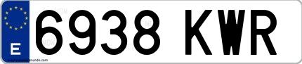 Ejemplo de matrícula española 6938 KWR