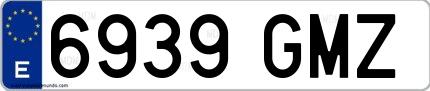 Ejemplo de matrícula española 6939 GMZ