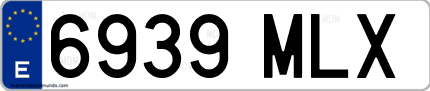 Ejemplo de matrícula de coche ordinaria 6939 MLX