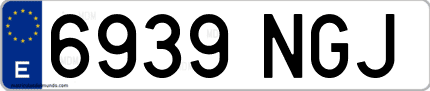 Ejemplo de matrícula de coche ordinaria 6939 NGJ