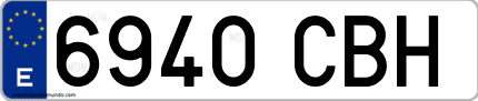 Ejemplo de matrícula de coche ordinaria 6940 CBH