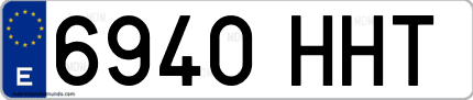 Ejemplo de matrícula de coche ordinaria 6940 HHT