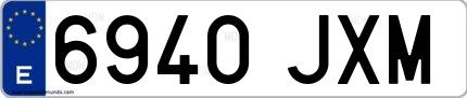 Ejemplo de matrícula española 6940 JXM