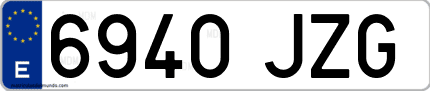 Ejemplo de matrícula de coche ordinaria 6940 JZG