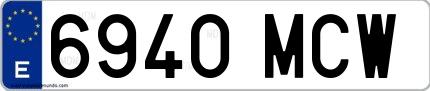 Ejemplo de matrícula española 6940 MCW