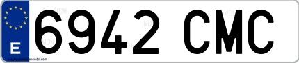 Ejemplo de matrícula española 6942 CMC