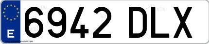 Ejemplo de matrícula española 6942 DLX