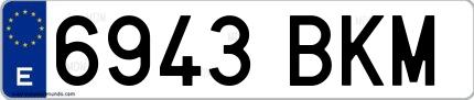 Ejemplo de matrícula española 6943 BKM