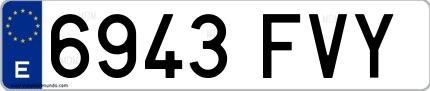 Ejemplo de matrícula española 6943 FVY