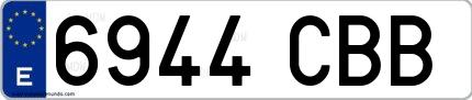 Ejemplo de matrícula española 6944 CBB