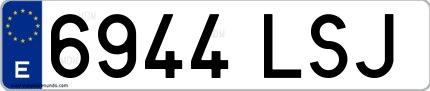 Ejemplo de matrícula española 6944 LSJ