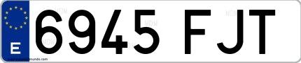 Ejemplo de matrícula española 6945 FJT