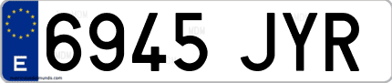 Ejemplo de matrícula de coche ordinaria 6945 JYR