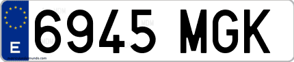 Ejemplo de matrícula de coche ordinaria 6945 MGK