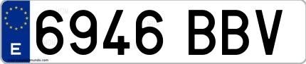 Ejemplo de matrícula española 6946 BBV
