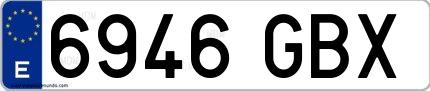 Ejemplo de matrícula española 6946 GBX