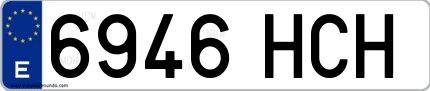 Ejemplo de matrícula española 6946 HCH