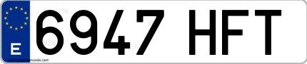 Ejemplo de matrícula española 6947 HFT