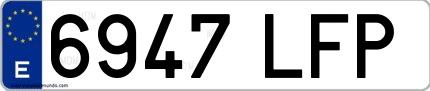 Ejemplo de matrícula española 6947 LFP
