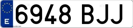 Ejemplo de matrícula española 6948 BJJ