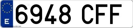 Ejemplo de matrícula española 6948 CFF