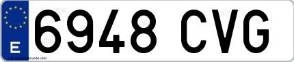 Ejemplo de matrícula española 6948 CVG