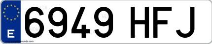 Ejemplo de matrícula española 6949 HFJ