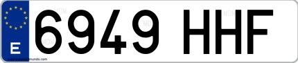 Ejemplo de matrícula española 6949 HHF